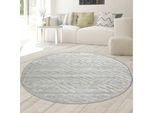 Tappeto Da Salotto In Stile Boho Con Motivi A Rombi E Cerchi In Beige Dimensioni - 120 Cm Rotondo