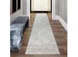 Tappeto Da Salotto In Stile Boho Con Motivi A Rombi E Cerchi In Beige Dimensioni - 80 X 300 Cm