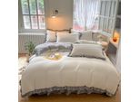 Set Di Biancheria Da Letto In Velluto, Biancheria Da Letto Invernale 135X200Cm Velluto Morbido Peluche Flanella Ragazze Microfibra Copripiumino E 1 Federa 80X80Cm, Grigio / Bianco, 135X200Cm