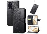 Per Honor 200 Pro Custodia A Portafoglio In Pelle Finta Custodia Per Cellulare Custodia Con Design A Farfalla Custodie Nero