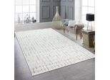 Tappeto Per Il Soggiorno Tappeto Per La Camera Da Letto Motivo A Strisce Morbide Color Crema E Grigio Dimensioni - 140 X 200 Cm