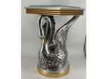 Casa Padrino Tavolino Barocco Cigno Con Piano In Vetro Argento/Oro H. 78 Cm - Mobili Barocchi