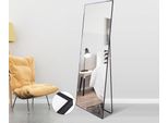 Cdglobal Specchio A Figura Intera Con Cornice In Metallo Nero 150X40Cm, Specchio Da Parete Grande Hd Con Ganci Per Soggiorno O Spogliatoio, Nero