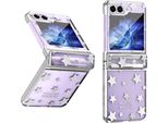 Custodia Trasparente Per Samsung Galaxy Z Flip 6 / Z Flip 7 Fe, Custodia Zincata Con Motivo A Stella E Protezione Della Cerniera Argento