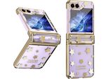Custodia Trasparente Per Samsung Galaxy Z Flip 6 / Z Flip 7 Fe, Custodia Galvanizzata Con Motivo A Stella E Protezione Della Cerniera Oro