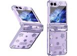 Custodia Trasparente Per Samsung Galaxy Z Flip 6 / Z Flip 7 Fe, Custodia Zincata Con Motivo A Stella E Protezione Della Cerniera Viola