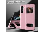 Custodia Sottile In Pelle Flip Per Samsung Galaxy Z Fold 6, Con Finestra Di Visualizzazione E Funzione Stand Lychee Pink