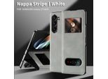 Custodia Sottile In Pelle Flip Per Samsung Galaxy Z Fold 6, Con Finestra Di Visualizzazione E Funzione Stand Grigio