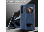 Custodia Sottile In Pelle Flip Per Samsung Galaxy Z Fold 6, Con Finestra Di Visualizzazione E Funzione Stand Blu Scuro