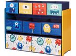 Scaffale Per Bambini Ginger Home Con 9 Scatole In Tessuto - Monster, Mobile Per Giocattoli Per Bambini