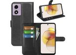 Per Motorola Moto E14 / G04 4G / G04S 4G / G24 4G Smart Mobile Phone Case Custodia In Pelle Finta Nera Cover Case Book