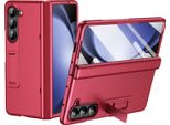 Custodia Per Samsung Galaxy Z Fold 6 Custodia Rigida Per Pc Con Protezione Della Cerniera E Protezione Dello Schermo Integrata, Rosso Stand