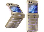 Custodia Per Samsung Galaxy Z Flip 6 / Z Flip 7 Fe, Custodia Trasparente Galvanizzata Con Protezione Della Cerniera Oro