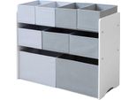 Scaffale Per Bambini Ginger Home Per Organizzare I Giocattoli, Bianco/Grigio, 9 Scatole In Tessuto - 3 Livelli