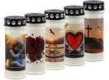 Candele Horeca Candele Funebri 7 Giorni Di Durata - Set Di 5 Candele Bianche Con Coperchio - Candele Funebri Con Motivo