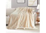 Lussuosa Coperta Di Peluche - Morbida Coperta Soffice Per Divani, Coperta Di Pelliccia Sintetica, Coperta Calda Per Divano Letto, Beige, 160X200Cm
