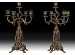 Casa Padrino Set Di Portacandele In Bronzo Barocco Ø 22 X H. 45 Cm - Interno Barocco