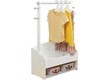 Appendiabiti Per Bambini Ginger Home In Legno Bianco/Grigio - Scaffale Con Ganci E Ripiano Per La Camera Dei Bambini
