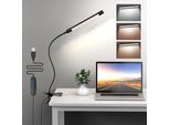 Lampada Da Tavolo A Led Dimmerabile A 3 Temperature Di Colore Lampada Da Lettura Usb Regolabile Lampada A Morsetto Per La Protezione Degli Occhi Lampada Da Tavolo Per Ufficio, Lettura, Apprendimento