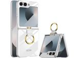 Custodia Per Samsung Galaxy Z Flip 6 / Z Flip 7 Fe, Sottile Custodia In Elettroplastica Trasparente Con Protezione Dello Schermo E Supporto Ad Anello Trasparente