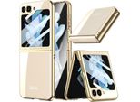 Custodia Per Samsung Galaxy Z Flip 6 / Z Flip 7 Fe Custodia Sottile In Elettroplastica Trasparente Con Pellicola Protettiva Integrata Oro