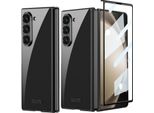 Custodia Per Samsung Galaxy Z Fold 6 Custodia Sottile In Plastica Elettrolitica Trasparente Con Protezione Dello Schermo Integrata Nera