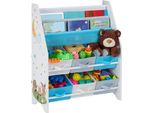 Scaffale Per Bambini Ginger Home Con 6 Scatole In Tessuto - Scaffale In Legno Per Giocattoli E Libri - Forest Design