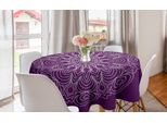 Abakuhaus Tovaglia Rotonda Viola Mandala, Curve Astratte, Tovaglia Circolare Per Sala Da Pranzo, Decorazione Cucina, 150 Cm, Viola E Malva Chiaro