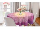 Abakuhaus Tovaglia Rotonda Mandala, Arte Floreale Mandala, Tovaglia Circolare Per Sala Da Pranzo, Decorazione Cucina, 150 Cm, Fucsia Giallo