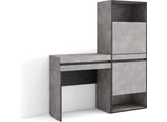 Consolle Ingresso, 130X35X145Cm, Con Cassetto, Scarpiera, Cemento