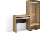 Consolle Ingresso, 130X35X145Cm, Con Cassetto, Armadio Aperto, Rovere
