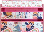 Scaffale Per Bambini Super Girl - Scaffale In Legno Con 9 Scatole In Tessuto Per Giocattoli E Libri