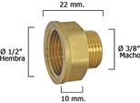 Prolunga Esagonale Lucida Riduzione 3/8 Filettatura Maschio - 1/2 Filettatura Femmina X M10
