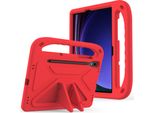 Custodia Protettiva Per Samsung Galaxy Tab S7 Fe 12.4" SM-T730 / SM-T736B, Custodia Leggera In Eva Per Bambini Con Maniglia E Supporto Rosso"