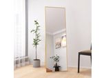 Cdglobal Specchio A Figura Intera Con Cornice In Metallo Dorato 162X53Cm, Specchio Da Parete Grande Hd Con Ganci Per Il Soggiorno O Lo Spogliatoio, Dorato