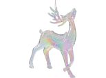 Decorazione Per Albero Di Natale Cervo In Plastica 11Cm Figura Trasparente Iridescente