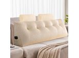 Topchances Cuscino Per La Lettura Cuscino Per Schienale Cuscino Per Testiera Del Divano Letto, Cuscino Per Testiera A Cuneo Cuscino Imbottito Per Letto Cuscino A Cuneo, Beige, 193X50X20Cm