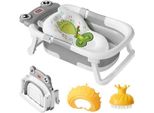 Vasca Da Bagno Per Neonati Vasca Da Bagno Pieghevole Per Neonati Con Termometro, Vasca Portatile Pieghevole Per Neonati Da 0-36 Mesi, Grigio 02