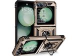 Custodia Per Samsung Galaxy Z Flip 6 / Z Flip 7 Fe A Doppio Strato Robusta, Protezione Militare Con Supporto Ad Anello E Supporto Oro