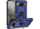 Custodia Per Google Pixel 9 / Pixel 9 Pro A Doppio Strato Robusta, Protezione Militare Con Supporto Ad Anello E Supporto Blu