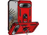 Custodia Per Google Pixel 9 / Pixel 9 Pro A Doppio Strato Robusta, Protezione Militare Con Supporto Ad Anello E Supporto Rosso