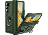 Custodia Per Samsung Galaxy Z Fold 6 Robusta A Doppio Strato, Protezione Militare Con Supporto Ad Anello E Supporto Verde Scuro
