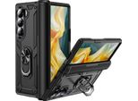 Custodia Per Samsung Galaxy Z Fold 6 Robusta A Doppio Strato, Protezione Militare Con Supporto Ad Anello E Supporto Nero