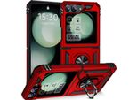 Custodia Per Samsung Galaxy Z Flip 6 / Z Flip 7 Fe A Doppio Strato Robusta, Protezione Militare Con Supporto Ad Anello E Supporto Rosso
