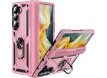 Custodia Per Samsung Galaxy Z Fold 6 Robusta A Doppio Strato, Protezione Militare Con Supporto Ad Anello E Supporto Rosa