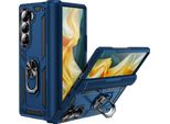 Custodia Per Samsung Galaxy Z Fold 6 Robusta A Doppio Strato, Protezione Militare Con Supporto Ad Anello E Supporto Blu