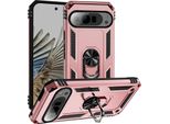 Custodia Per Google Pixel 9 / Pixel 9 Pro A Doppio Strato Robusta, Protezione Militare Con Supporto Ad Anello E Supporto Oro Rosa