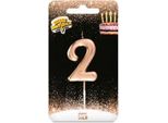 Amscan - Con Strisce - Candela Di Compleanno "2"" SG35482 (Taglia Unica) (Oro)"