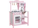 Cucina Per Bambini In Legno - Cucina Da Gioco Rosa Con Accessori E Microonde - Ginger Home