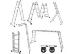 Scala Telescopica Jopassy In Alluminio Leggera Antiscivolo 4X4 Livello+Ruota+Bordo Scala Multifunzionale Scala Allungabile 15 Gradini Scala A Gradini In Alluminio Di Alta Qualità Portata 150KG